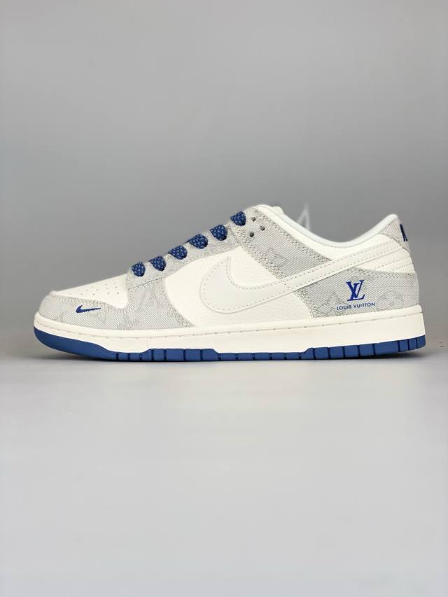 海外爆款限量发售！Nike Sb Dunk Low“ Lv联名 夜幕蓝牛仔拼接” 周年高端定制 低帮休闲板鞋 定制鞋盒 大厂纯原品质出货 超高清洁度 皮料切割干
