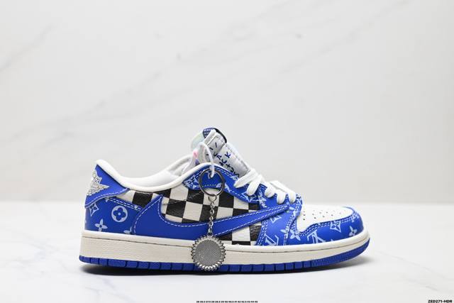 公司级Nike Air Jordan 1 X Travis Scott Aj1倒勾 乔一倒钩 ‘Diy’定制 耐克 低帮文化篮球鞋 完美品质出货 细节如图所示