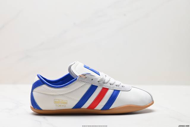公司级Adidas Tokyo W 舒适百搭经典休闲运动鞋 鞋面设计舒适贴合脚面 同时采用柔软材质 穿着轻便舒适 侧面刻有金色的标志 增添辨识度 超薄橡胶外底提