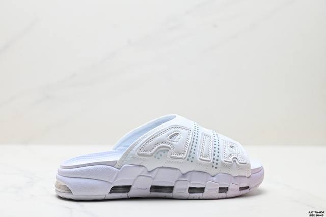 公司级Nike Air More Uptempo Slide耐克 皮蓬拖鞋 以流行于街头的涂鸦文化为设计灵感 整体的设计风格夸张而充满魅力 厚实而充满质感的皮质
