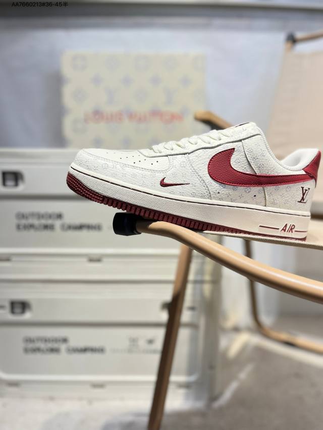 Lv X Nk Air Force 1'07 Low 空军一号低帮休闲板鞋 #定制皮料 原楦原纸板 纯正空军版型 高清洁度 内置全掌气垫Lw9279 Aa766