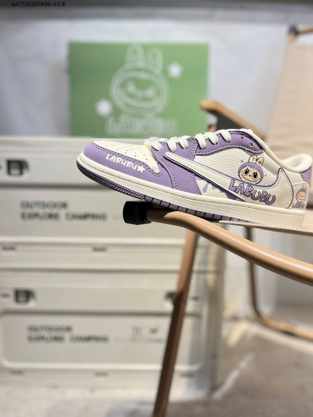 公司级头层皮Labubu X 乔丹Air Jordan 1 Low Aj1低帮系列篮球鞋 官方同步配色 原装级产物 #拒绝公底 立体鞋型 细节完美 高清洁度Xb