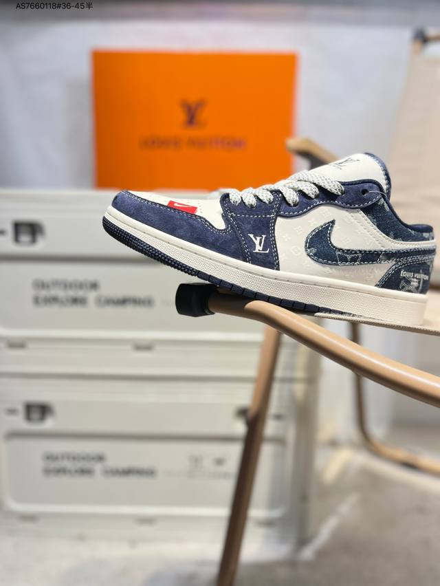 公司级头层皮Lv X 乔丹Air Jordan 1 Low Aj1低帮系列篮球鞋 官方同步配色 原装级产物 #拒绝公底 立体鞋型 细节完美 高清洁度Yx5066