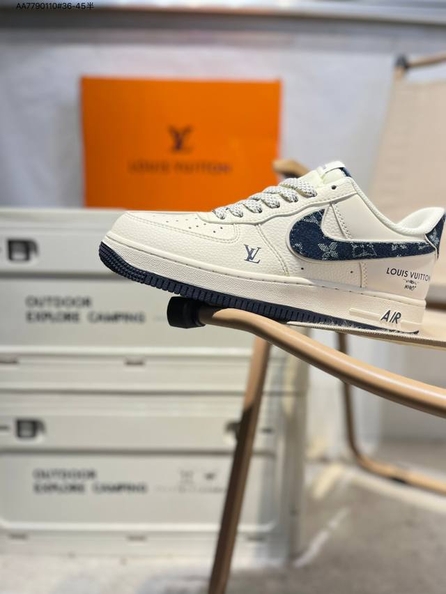 Lv X Nk Air Force 1'07 Low 空军一号低帮休闲板鞋 #定制皮料 原楦原纸板 纯正空军版型 高清洁度 内置全掌气垫Sm6668 Aa779