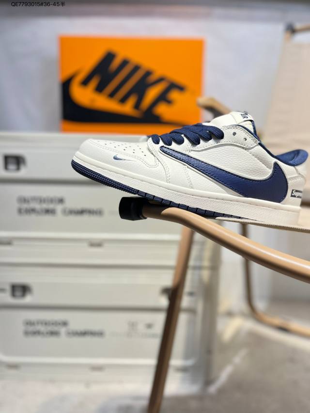 公司级头层皮Supreme X 乔丹Air Jordan 1 Low Aj1低帮系列篮球鞋 官方同步配色 原装级产物 #拒绝公底 立体鞋型 细节完美 高清洁度J