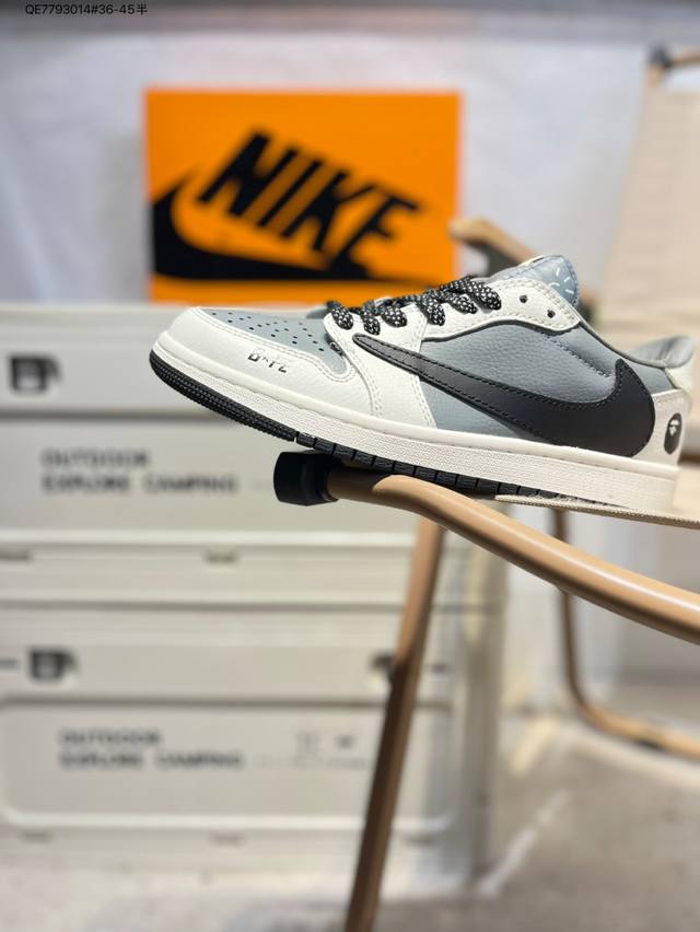 公司级头层皮猿人头X 乔丹Air Jordan 1 Low Aj1低帮系列篮球鞋 官方同步配色 原装级产物 #拒绝公底 立体鞋型 细节完美 高清洁度Jw1188