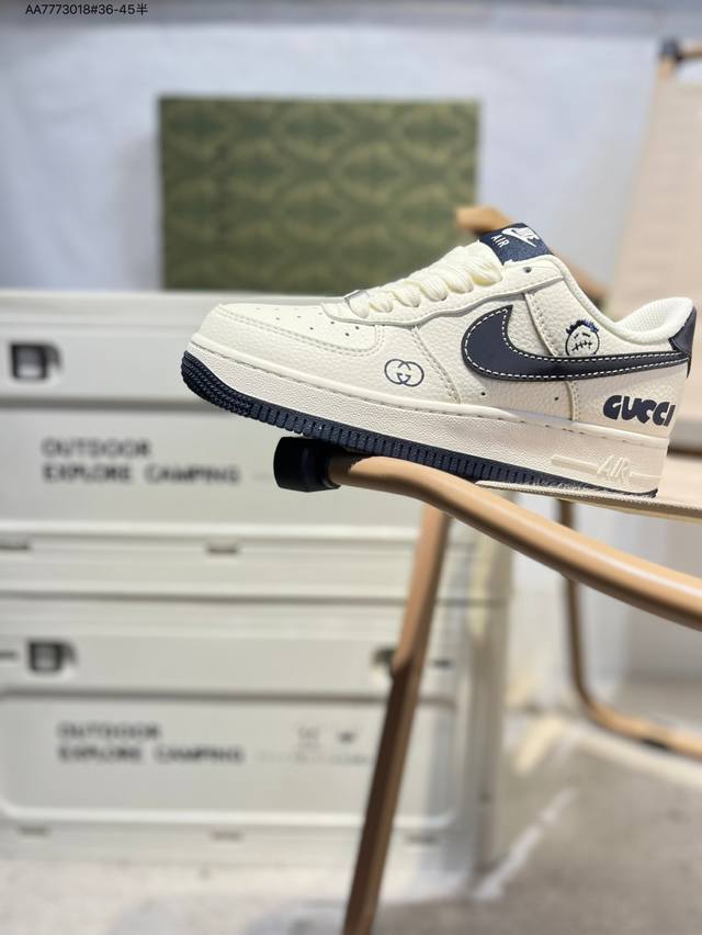 古驰X Nk Air Force 1'07 Low 空军一号低帮休闲板鞋 #定制皮料 原楦原纸板 纯正空军版型 高清洁度 内置全掌气垫Qw5836 Aa7773