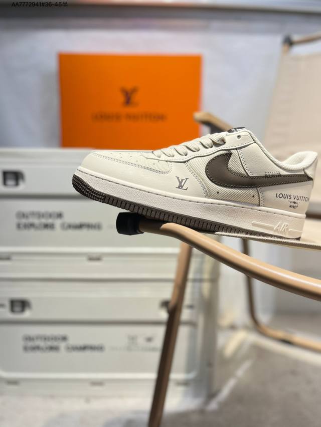 Lv X Nk Air Force 1'07 Low 空军一号低帮休闲板鞋 #定制皮料 原楦原纸板 纯正空军版型 高清洁度 内置全掌气垫Qw5836 Aa777
