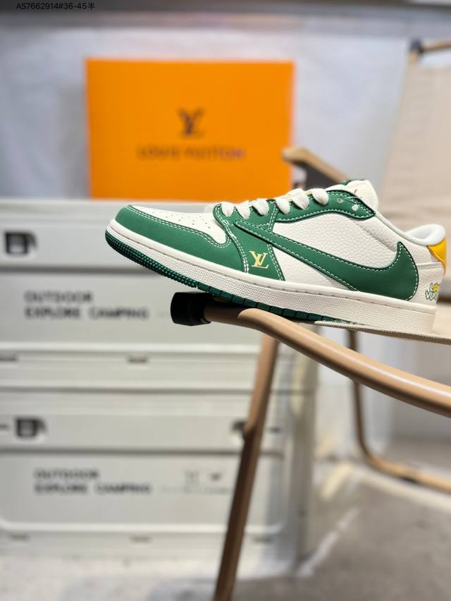 公司级头层皮Lv X 乔丹Air Jordan 1 Low Aj1低帮系列篮球鞋 官方同步配色 原装级产物 #拒绝公底 立体鞋型 细节完美 高清洁度Zh2598