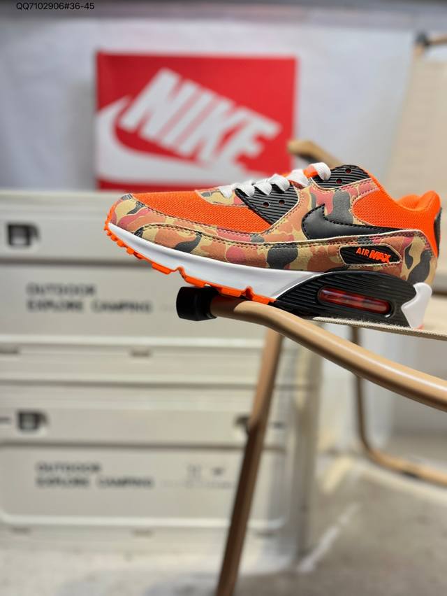耐克Nike Air Max 90 经典复古小气垫缓震跑鞋 鞋面由皮和革织物打造，犀利的条线打造出酷劲十的足视觉效果 网布鞋增面强透气性，穿着为极舒适 经可典视