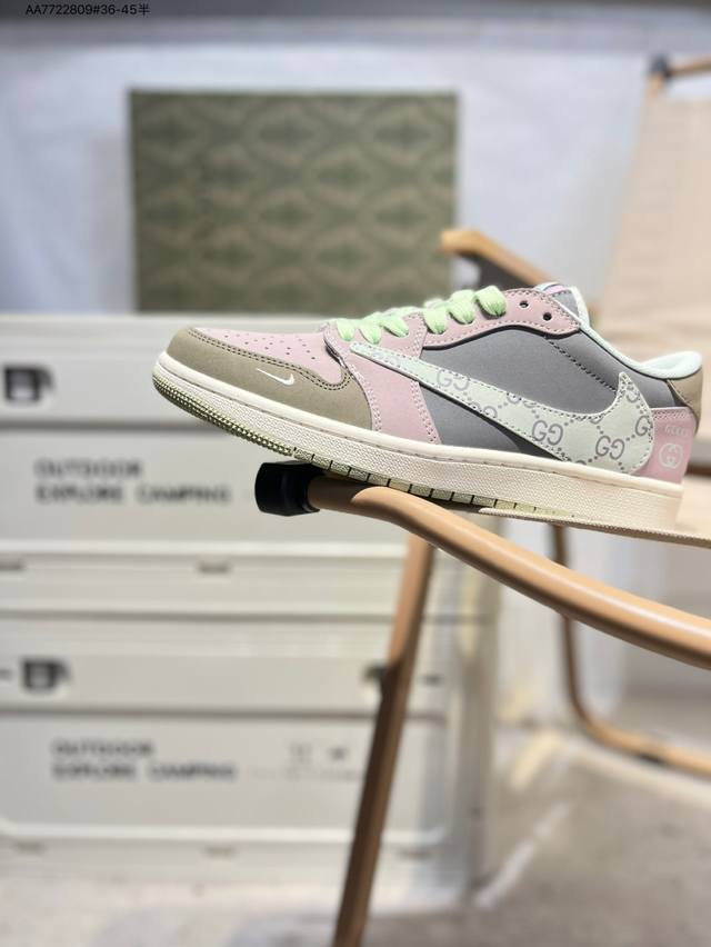 公司级头层皮古驰X 乔丹Air Jordan 1 Low Aj1低帮系列篮球鞋 官方同步配色 原装级产物 #拒绝公底 立体鞋型 细节完美 高清洁度Xd0798