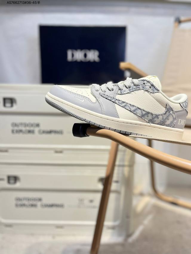 公司级头层皮迪奥 X 乔丹Air Jordan 1 Low Aj1低帮系列篮球鞋 官方同步配色 原装级产物 #拒绝公底 立体鞋型 细节完美 高清洁度Xs7089