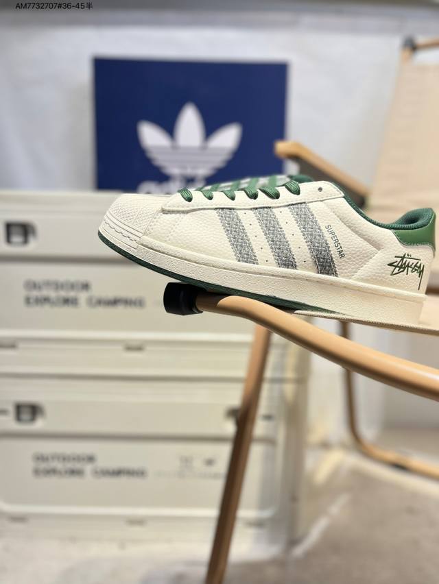 斯图西 X Adidas Originals Superstar 经典配色 经典贝壳头官网同步 实拍首发渠道正品订单 诠释市场最高工艺水平区别市面普通真标版本，