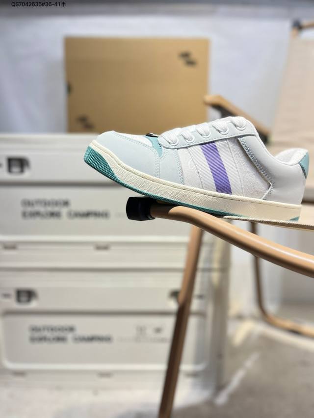 Gucci Distressed Screener Sneaker古驰经典小脏鞋原型复古百搭老爹板鞋 复古学院风546551 Qs7042635#36-41半
