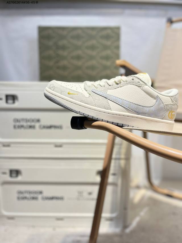 公司级头层皮古驰X 乔丹Air Jordan 1 Low Aj1低帮系列篮球鞋 官方同步配色 原装级产物 #拒绝公底 立体鞋型 细节完美 高清洁度Xs7089