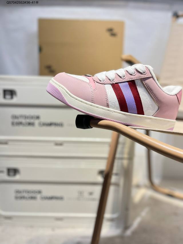 Gucci Distressed Screener Sneaker古驰经典小脏鞋原型复古百搭老爹板鞋 复古学院风546551 Qs7042552#36-41半
