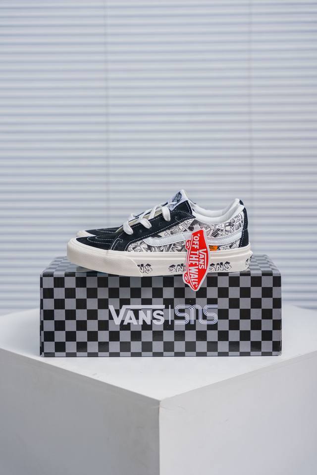 核心私 Vans 范斯 Sk8-Low 经典款 Sns印花低帮 黑白 休闲板鞋帆布鞋 Vn0A4Uuk6Bt 工艺：硫化1:1 重量1:1、真标、原钢印、材质标