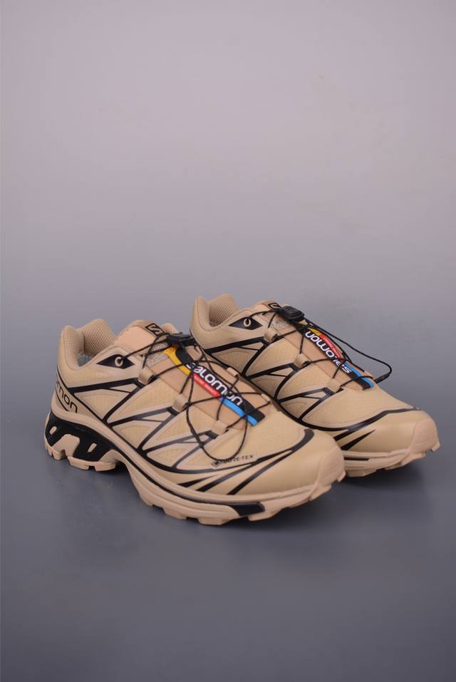 法国户外品牌-萨洛蒙 Salomon Xt-6 Gtx 探索者系列 纯原版本 潮流越野机能户外休闲运动跑步鞋 采用透气网布与防护皮革组合鞋面材质 牛角扣系带开合