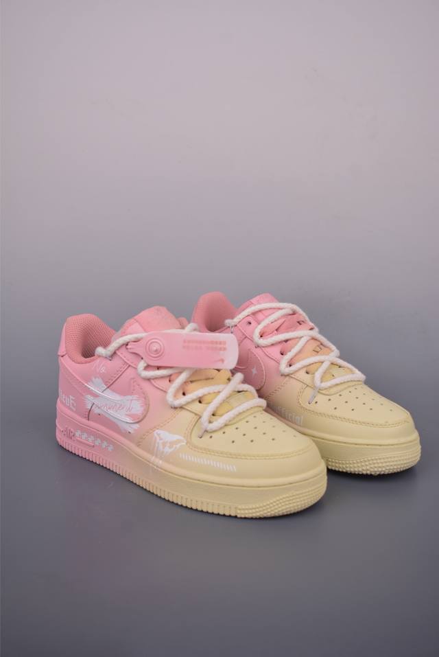 Nike Air Force 1 Low 粉黄涂鸦 原楦头原纸板 打造纯正空军版型 专注外贸渠道 全掌内置蜂窝气垫 原盒配件 原厂中底钢印、拉帮完美 官方货号: