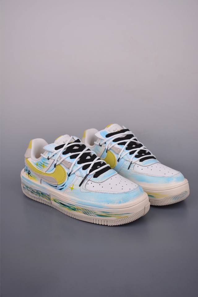 Nike Air Force 1 Low 黄蓝涂鸦 原楦头原纸板 打造纯正空军版型 专注外贸渠道 全掌内置蜂窝气垫 原盒配件 原厂中底钢印、拉帮完美 官方货号: