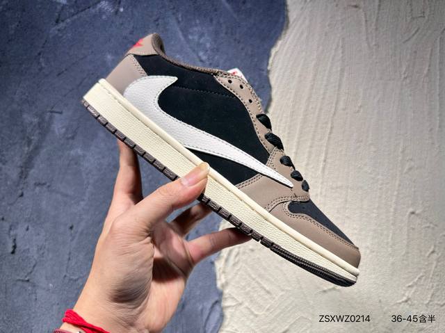 新品上市实拍 Travis Scott X Air Jordan Aj1 Low Og Sp Ts联名倒钩 低帮 深棕 Cq4277-001 知名大厂出品 外贸