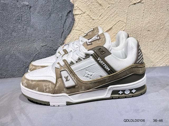 新品上市实拍 全新Lv路易威登Louis Vuitton Trainer Sneaker Low休闲运动文化百搭篮球板鞋Qdldld0106