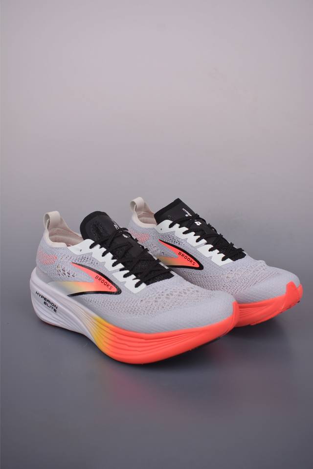 Brooks 布鲁克斯 Hyperion Elite 4 超弹轻盈跑步鞋 实拍首发 低帮透气缓震支撑休闲运动慢跑鞋 采用改进工程空气网眼组合热熔工艺 鞋面材质搭