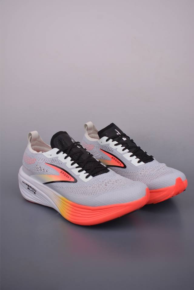 Brooks 布鲁克斯 Hyperion Elite 4 超弹轻盈跑步鞋 实拍首发 低帮透气缓震支撑休闲运动慢跑鞋 采用改进工程空气网眼组合热熔工艺 鞋面材质搭