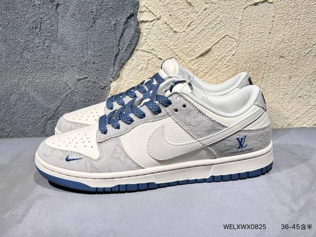 新品上市实拍 Nike Air Dunk Low 1“Lv联名 白黑金标 采用国际最流行缝线工艺，金色Lv标高端大气 今年最流行配色搭配，海外潮流爆款 低帮 复