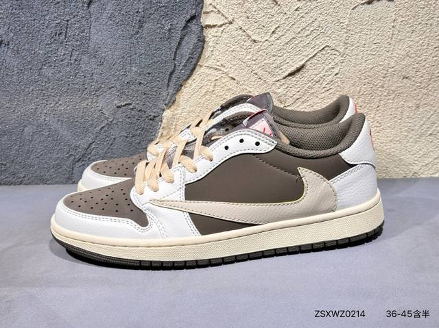 新品上市实拍 Travis Scott X Air Jordan Aj1 Low Og Sp Ts联名倒钩 低帮 深棕 Cq4277-001 知名大厂出品 外贸