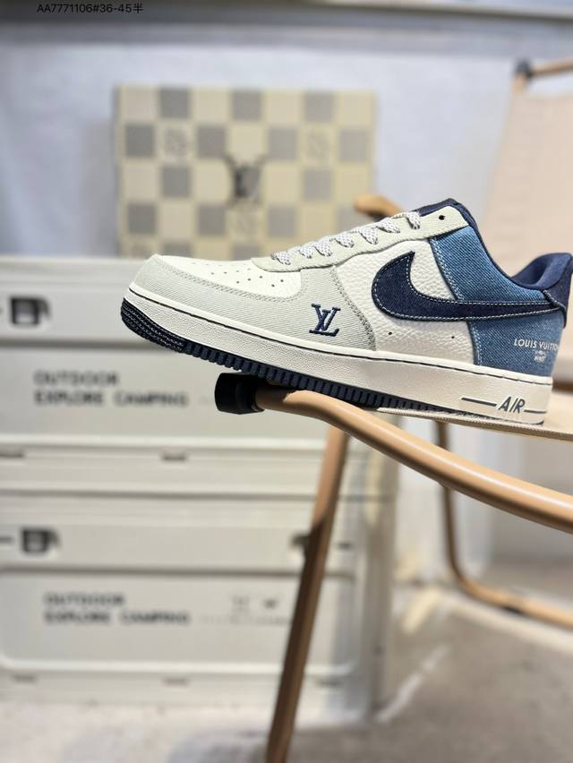 Lv X Nk Air Force 1'07 Low 空军一号低帮休闲板鞋 #定制皮料 原楦原纸板 纯正空军版型 高清洁度 内置全掌气垫Sc0601 Aa777