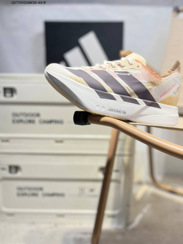 Adidas Adizero Adios Pro 4M 马拉松飞线贾卡轻质透气休闲运动跑步鞋 采用双层透气网纱 Flywire动态飞线绑缚鞋面材质 内置Zoom