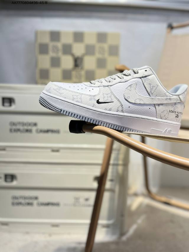Lv X Nk Air Force 1'07 Low 空军一号低帮休闲板鞋 #定制皮料 原楦原纸板 纯正空军版型 高清洁度 内置全掌气垫Sc0601 Aa777