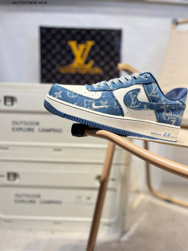 Lv X Nk Air Force 1'07 Low 空军一号低帮休闲板鞋 #定制皮料 原楦原纸板 纯正空军版型 高清洁度 内置全掌气垫Zd1988 Aa777