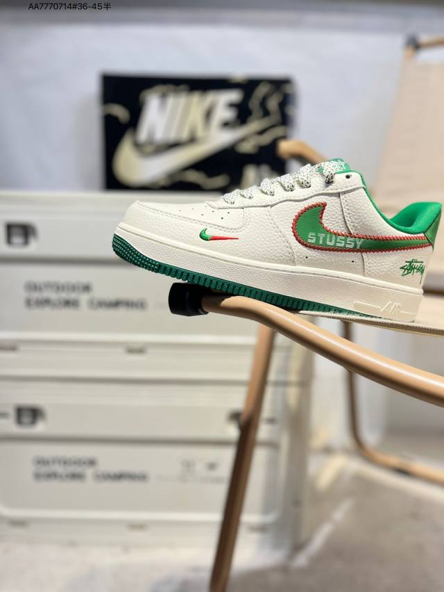 斯图西 X Nk Air Force 1'07 Low 空军一号低帮休闲板鞋 #定制皮料 原楦原纸板 纯正空军版型 高清洁度 内置全掌气垫Kj1688 Aa77