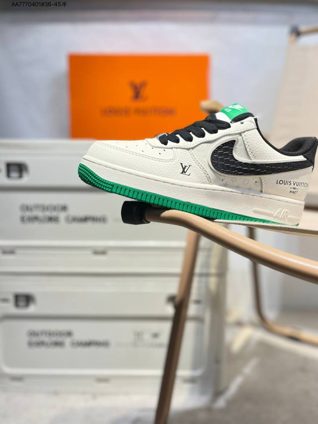 Lv X Nk Air Force 1'07 Low 空军一号低帮休闲板鞋 #定制皮料 原楦原纸板 纯正空军版型 高清洁度 内置全掌气垫Qw5836 Aa777