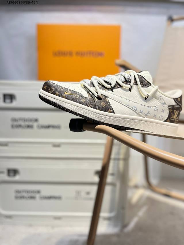 公司级头层皮Lv X 乔丹Air Jordan 1 Low Aj1低帮系列篮球鞋 官方同步配色 原装级产物 #拒绝公底 立体鞋型 细节完美 高清洁度Dm6868