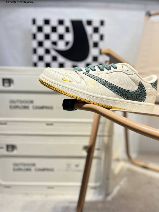 公司级头层皮Lv X 乔丹Air Jordan 1 Low Aj1低帮系列篮球鞋 官方同步配色 原装级产物 #拒绝公底 立体鞋型 细节完美 高清洁度Xb1979