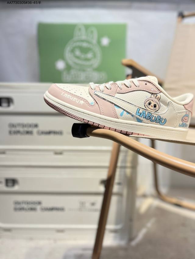 公司级头层皮Labubu X 乔丹Air Jordan 1 Low Aj1低帮系列篮球鞋 官方同步配色 原装级产物 #拒绝公底 立体鞋型 细节完美 高清洁度Xb