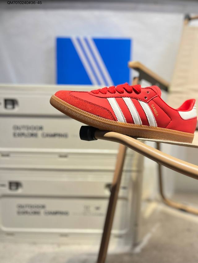 Adidas Originals Samba Og W 舒适百搭 防滑耐磨 低帮 板鞋 男女同款 德训鞋 Adidas Samba经典风尚历经几十载。源于室内运