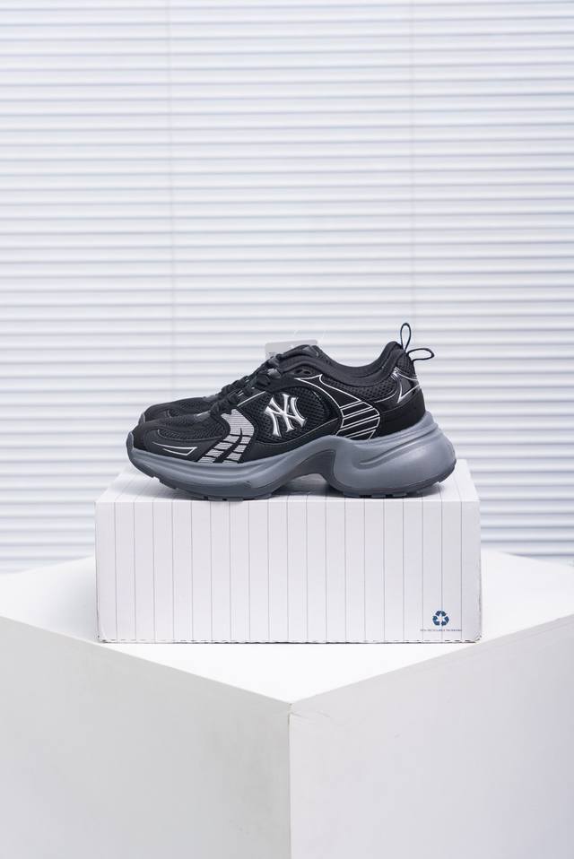 核心私 Ny美国榄球洋基队限定 X Mlb Big Ball Chunky Mesh 厚底老爹系列低帮魔术贴轻量休闲运动慢跑鞋 货号：3Ashw045N G 尺