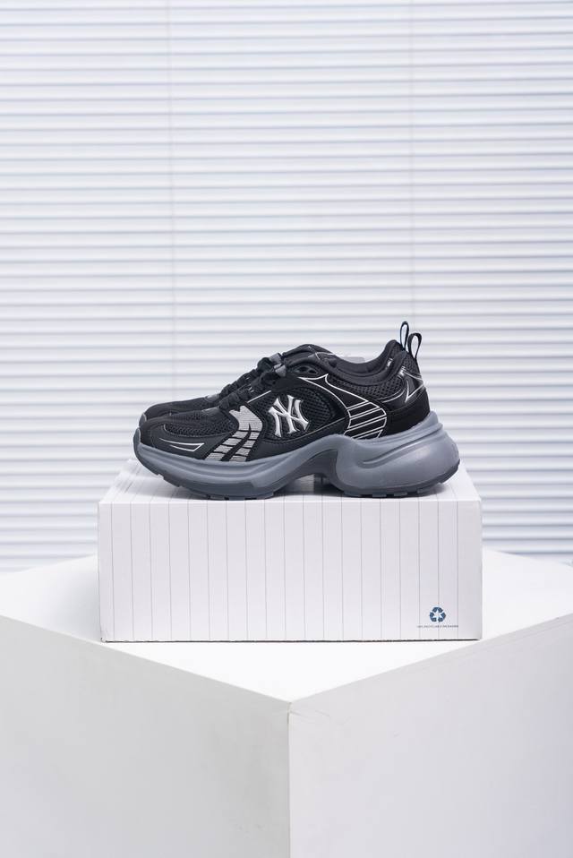 核心私 Ny美国榄球洋基队限定 X Mlb Big Ball Chunky Mesh 厚底老爹系列低帮魔术贴轻量休闲运动慢跑鞋 货号：3Ashw045N G 尺