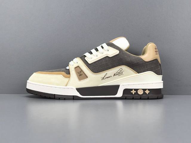渠道优势 ！ 专柜版 驴牌 Lv Trainer 情侣限定系列 休闲 低帮 时尚板鞋 尺码38 39 40 41 42 43 44 45 46男款 注：此款比运