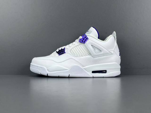 渠道优势 ！ 纯原 Aja4 Jordan Air Jordan 4 Retro Purple Metallic 舒适轻量 中帮 复古篮球鞋 款 白紫 尺码 4