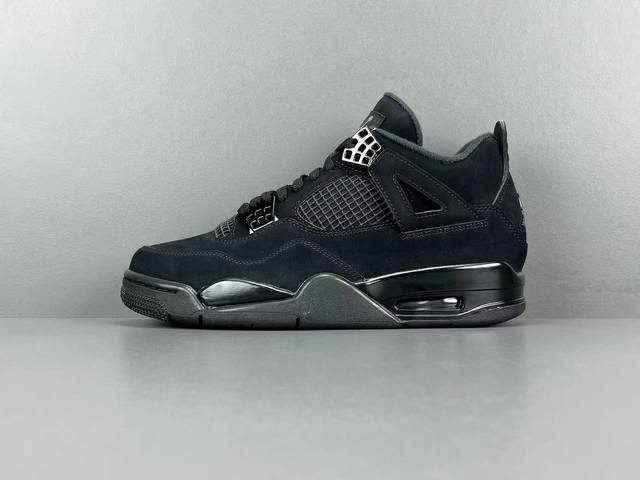 渠道优势 ！ 纯原 Aj4 Jordan Air Jordan 4 黑猫 绒面革 中帮 复古篮球鞋 男女同款 黑色 年版 尺码36-47.5 货号Cu1110-