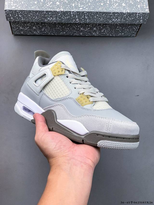 二层真标！Air Jordan 4 Aj4代中帮复古休闲运动文化篮球鞋。秉承轻量化的速度型篮球鞋设计思想完成设计，降低重量的同时提升舒适度，中底延续前作使用了分