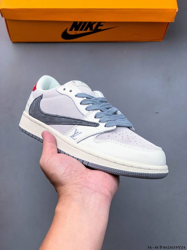 真标半码！耐克Nike Air Jordan Low 1 乔1低帮倒勾Lv联名经典休闲鞋 0624119Y24