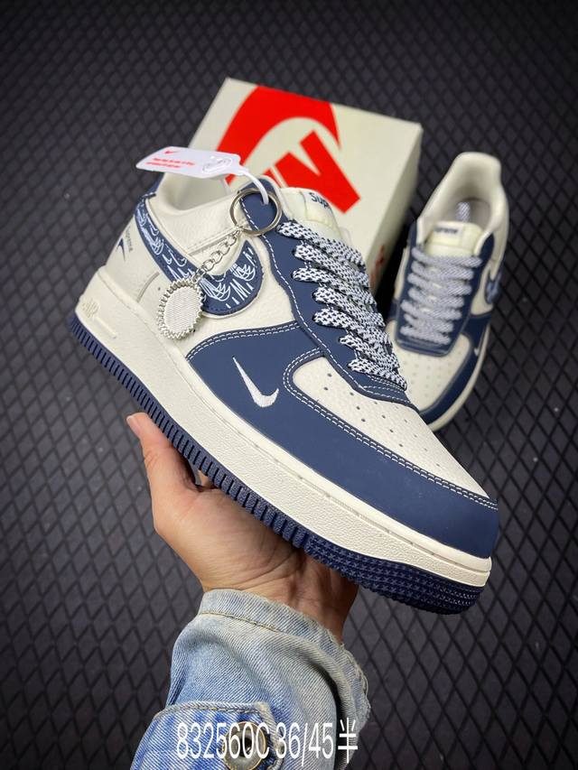 C Nike Air Force 1'07 Low Lv联名 花布蓝勾 空军一号低帮休闲板鞋 Df0188-069 #原楦头原纸板 原装鞋盒 定制五金配件 内置
