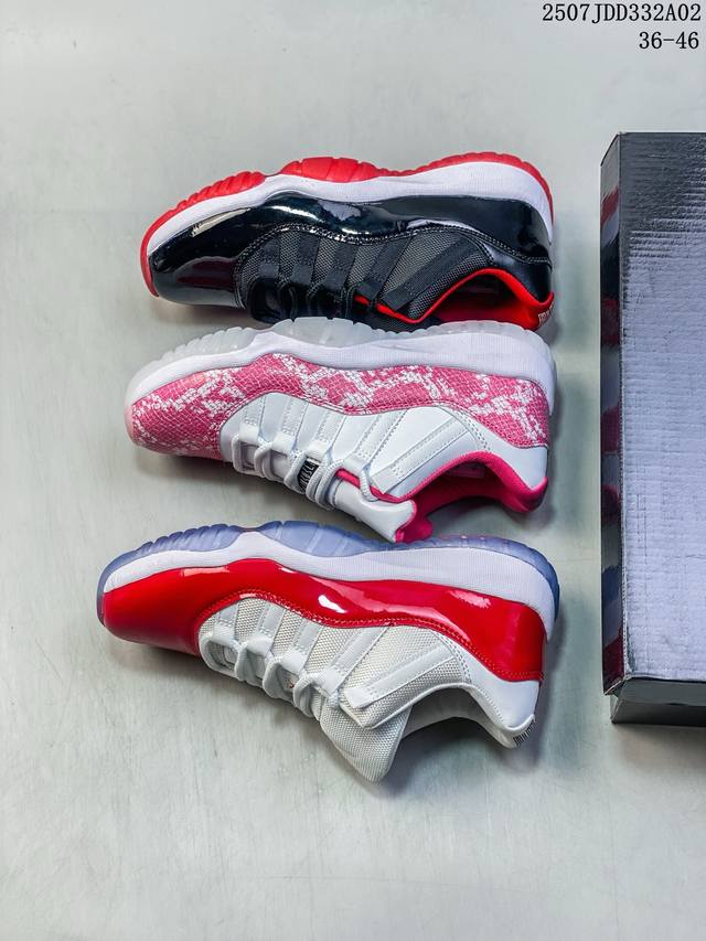 Air Jordan 11 Low Aj11 蓝蛇白蛇粉蛇 爆裂纹低帮篮球鞋Cd6846 尺码：见图 编码：07Jdd332A02