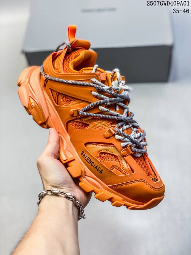 公司级Balenciaga巴黎世家 Track Trail 圆头系带 低帮复古老爹鞋 户外概念复古老爹鞋 老牌大厂Ok版本出品 专柜同步包装 原装大盒 细节精准